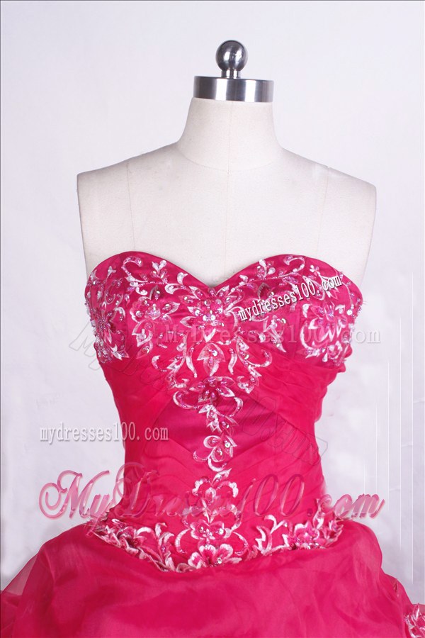 Trendy Appliques and Pick-ups Dress for Quinceanera in Hot Pink